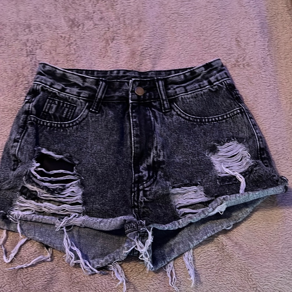 Shein Ripped Dark Grey Jean Shorts